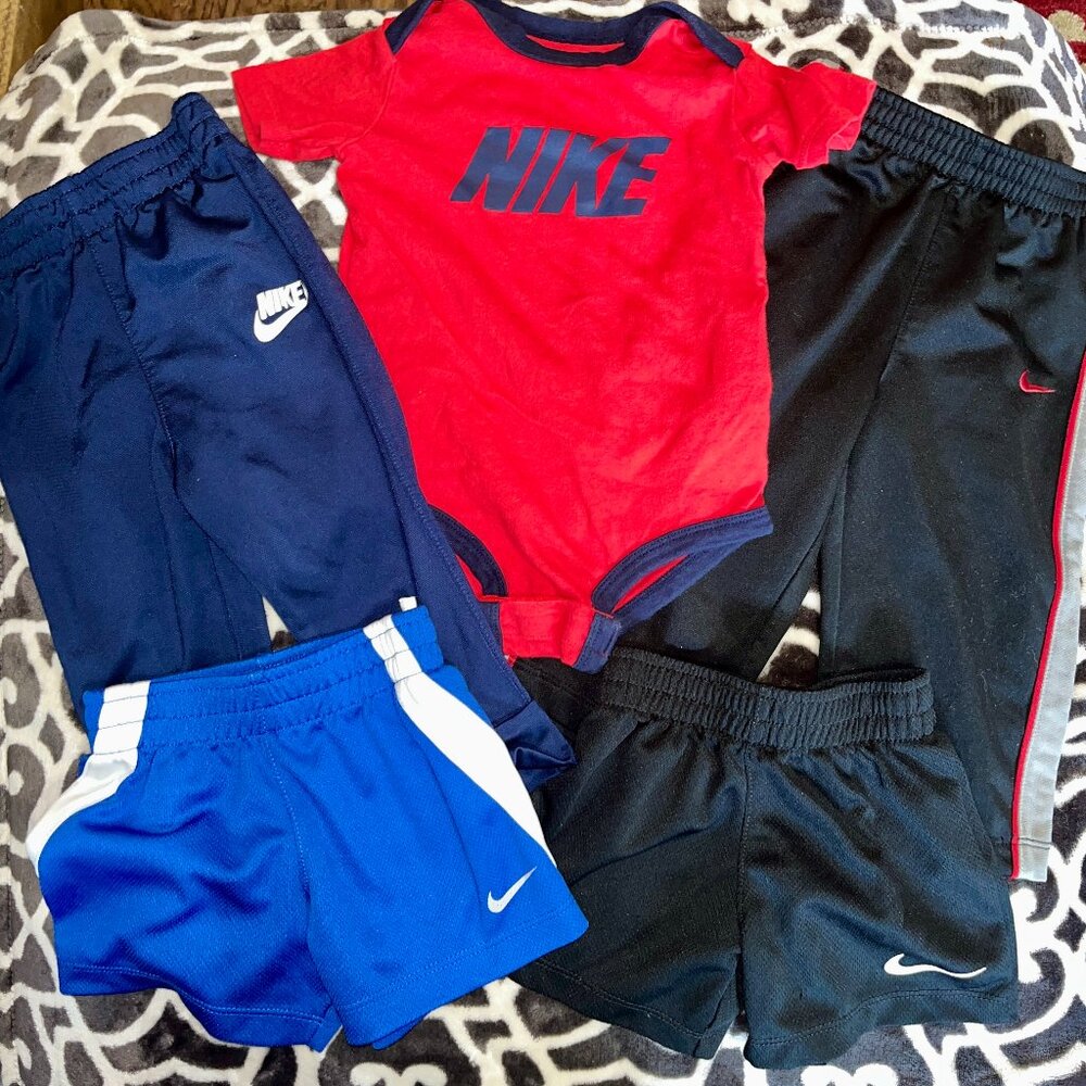 Nike 12 Month Bundle (2 Shorts, 2 Track Pants, 1 Onesie)